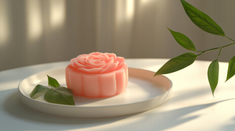 中秋粉饼清新摆盘