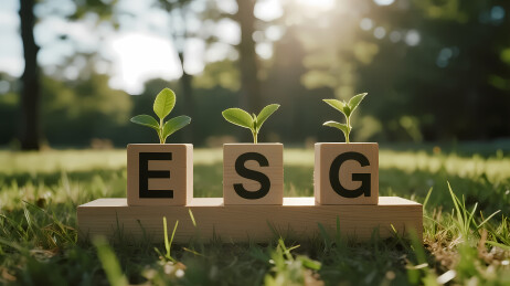 ESG字样与草地阳光