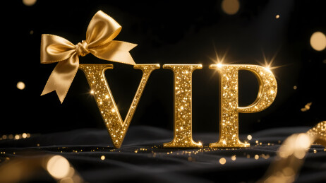 金色VIP字样与蝴蝶结