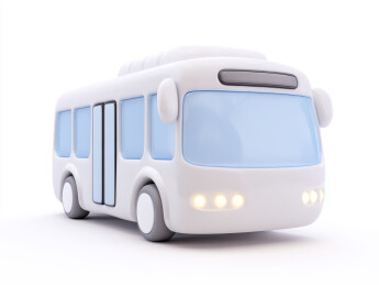 卡通风格的白色巴士