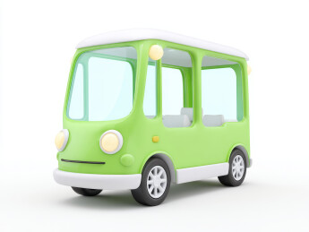 绿色卡通小巴士