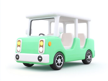 卡通绿色小巴士