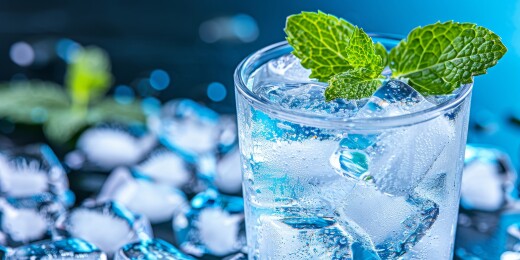 清凉冰水薄荷叶