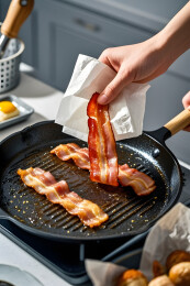 培根煎制烹饪场景图