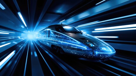 高速列车穿越隧道