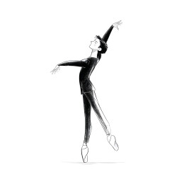 黑白线条舞蹈插画