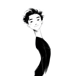 黑白线条舞蹈插画