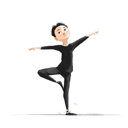 黑白线条舞蹈插画