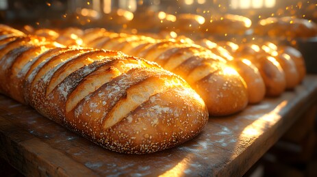 新鲜出炉的面包