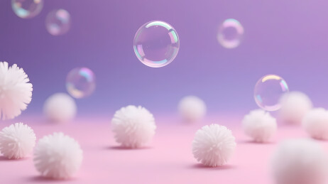 漂浮泡泡与毛绒球