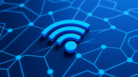 蓝色Wi-Fi信号与网格图案