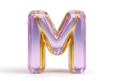 3D立体紫色水晶字母M