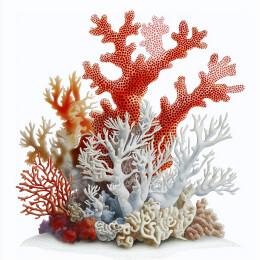 多彩珊瑚礁群海洋生态插画素材
