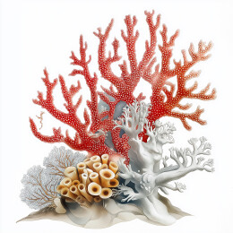 多彩珊瑚礁群海洋生态插画素材