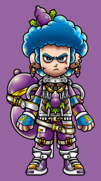 潮玩机械风蓝发葫芦卡通角色插画