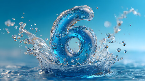 蓝色水花数字6