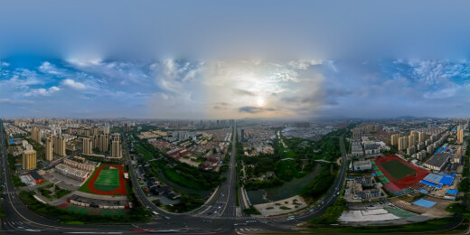 中国山东省日照市720度全景高楼大厦建筑