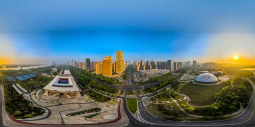 中国山东省日照市720度全景高楼大厦建筑