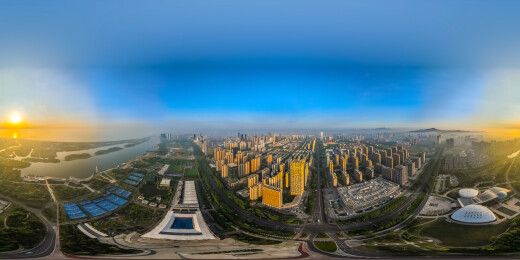 中国山东省日照市720度全景高楼大厦建筑