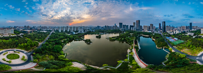 中国山东省日照市720度全景高楼大厦建筑