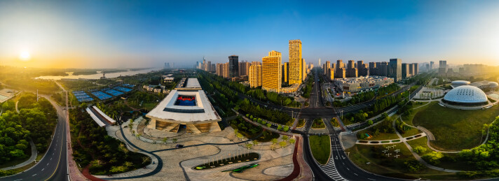 中国山东省日照市720度全景高楼大厦建筑