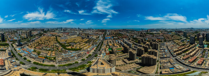 中国山东省日照市720度全景高楼大厦建筑