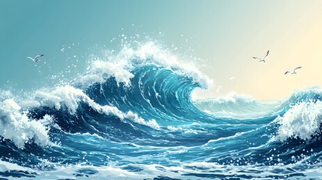 海浪拍打礁石的壮丽景象