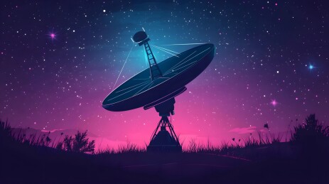 夜空中的卫星导航天线指向繁星