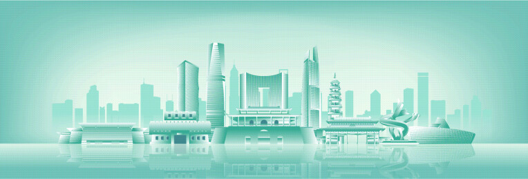 东莞城市建筑现代科技矢量插画