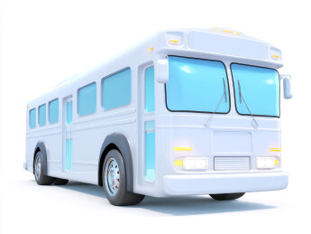 卡通风格的白色巴士
