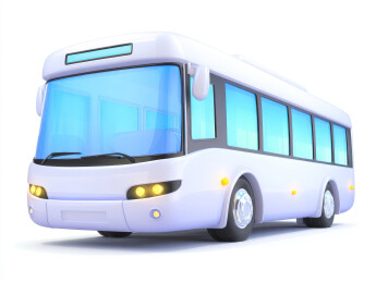 卡通风格的白色巴士