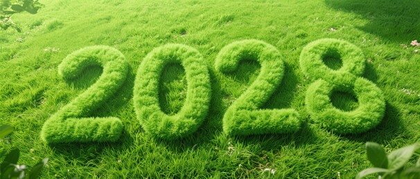 绿色草地上2028数字造型