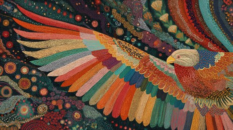 彩色展翅雄鹰插画