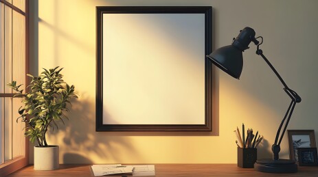 墙上复古铁架与工业壁灯