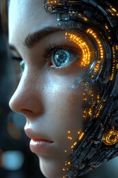 科幻风格半机械人女性头像