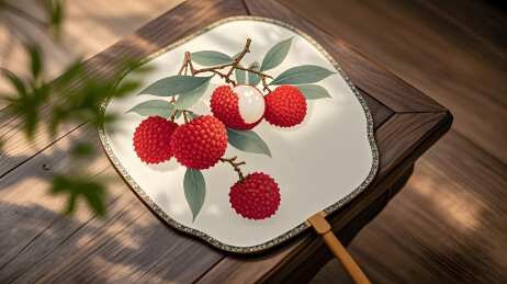 荔枝扇面古典韵味图