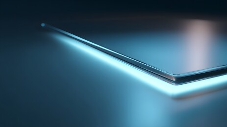 蓝色光线照亮的平板边缘