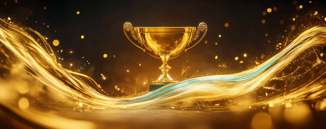 黑金背景下的金色奖杯
