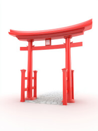 红色鸟居神社大门