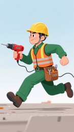奔跑的电工工人形象