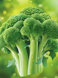 细雨滋润下翠绿西兰花