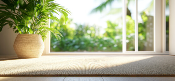 绿意盎然的窗边一角