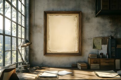 墙上复古铁架与工业壁灯