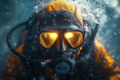 水下潜水员特写