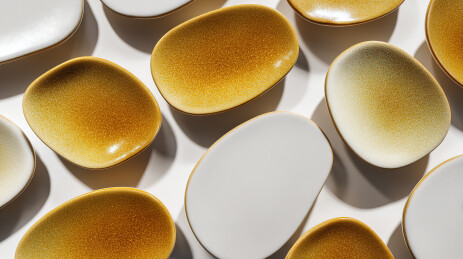 浅色和深色釉面的椭圆形小碟子