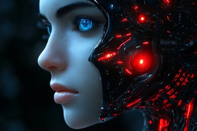 科幻风格的半机械人女性