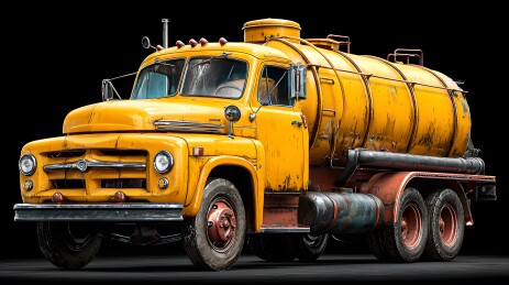 废土风老式黄色油罐车
