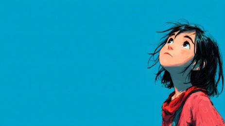 少女仰望天空蓝色梦境