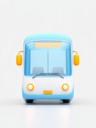 卡通风格的蓝色小巴士