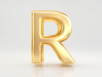 金色字母R的特写
